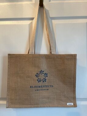 Bloomeeffects Amsterdam Natural Jute Tote with Navy Logo